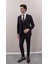 Erkek Likralı Slim Fit Sivri Yaka Yelekli Takım Elbise 1