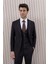Erkek Likralı Slim Fit Sivri Yaka Yelekli Takım Elbise 3