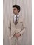 Erkek Slim Fit Sivri Yaka Yelekli Takım Elbise 2