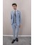 Erkek Slim Fit Sivri Yaka Yelekli Takım Elbise 1