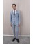Erkek Slim Fit Sivri Yaka Yelekli Takım Elbise 4