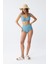 Kadın Basic Turkuaz Pedli Yüksek Bel Bikini Takımı 3