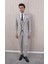 Erkek Likralı Slim Fit Sivri Yaka Yelekli Takım Elbise 1