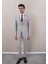 Erkek Likralı Slim Fit Sivri Yaka Yelekli Takım Elbise 5