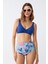 Kadın Pedli Yaprak Desenli Yüksek Bel Sax Bikini Takımı 1