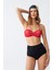 Kadın Straplez Kırmızı Yüksek Bel Bikini Takımı 3