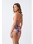Kadın Somon Pedli Üst ve Tropik Desenli Yüksek Bel Bikini Takımı 3