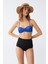 Kadın Straplez Mavi Yüksek Bel Bikini Takımı 3