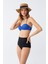 Kadın Straplez Mavi Yüksek Bel Bikini Takımı 4