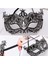 Kristal Gümüş Taşlı Siyah Renk Lazer Kesim Metal Lüks Maske Balo Parti - LKM9936-3624 1