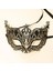 Kristal Gümüş Taşlı Siyah Renk Lazer Kesim Metal Lüks Maske Balo Parti - LKM9936-3624 3