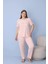 Kadın Büyük Beden Somon Renk Kısa Kollu Dublin Kumaş Pijama Takımı – 5425 1