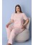 Kadın Büyük Beden Somon Renk Kısa Kollu Dublin Kumaş Pijama Takımı – 5425 2
