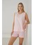 Kadın Süprem Kumaş Sıfır Kollu Şortlu Pembe Pijama Takımı – 2554 1