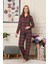Kareli Önden Düğmeli Uzun Kollu Likralı Viskon Pijama Takımı 2523UY 2