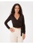 Kadın Kahverengi Anvelop Wrap Crop -EcoVero Viskoz, Belden Bağlamalı, Vücuda Oturan, Kruvaze Tasarım, Kısa Crop Boy, Yoga, Pilates, Spor ve Günlük Aktiviteler İçin Rahat Bluz 1