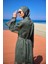 Haki Tül Kimono – Doğal Tonlarda Tesettür Plaj Pareosu | Tam Boy P2501-3 3