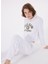 Baskılı Beyaz Kadın Sweatshırt Gj Crop Hood Prınt S - Mıd Organıc 1