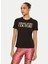Yuvarlak Yaka Baskılı Siyah Kadın T-Shirt 78HAHT01 2