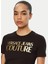 Yuvarlak Yaka Baskılı Siyah Kadın T-Shirt 78HAHT01 3