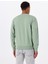Woven Badge (Lb) Crew Neck Yeşil Bisiklet Yaka Normal Düz Erkek Sweatshırt 5