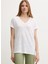 V Yaka Bej Kadın T-Shirt 37UJD401Q 2