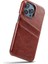 Retro Yağ Balmumu Doku Pu Deri Kılıf Iphone 14 Pro Max Kahverengi Için Kart Yuvaları (Yurt Dışından) 2
