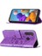 Galaxy A21 Için Kelebek Pu Deri Çevirmeli Cüzdan Stand Telefon Kılıfı - Mor (Yurt Dışından) 1