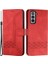 Galaxy S22 Için Yx 0010 Standlı Darbeye Dayanıklı Eşkenar Dörtgen Desenli Deri Cüzdan Kılıf - Kırmızı (Yurt Dışından) 1
