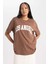Oversize Fit Bisiklet Yaka Kısa Kollu %100 Pamuk Tişört B0661AX23SM 3