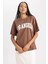 Oversize Fit Bisiklet Yaka Kısa Kollu %100 Pamuk Tişört B0661AX23SM 4