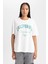 Oversize Fit Bisiklet Yaka Kısa Kollu %100 Pamuk Tişört B0661AXNS 5