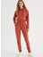 Kırmızı Kapüşonlu Pamuklu Regular Fit Kadın Crop Sweatshirt Enjoy Cropped Hoodıe 2