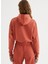 Kırmızı Kapüşonlu Pamuklu Regular Fit Kadın Crop Sweatshirt Enjoy Cropped Hoodıe 4
