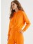 Turuncu Kapüşonlu Pamuklu Regular Fit Kadın Sweatshirt Enjoy Cropped Hoodıe 1