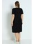 Kadın Büyük Beden Siyah Kısa Kollu Cepli Taş Detaylı Likralı Elbise 4