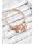 316L Çelik Pembe Zirkon Taşlı Kelebek Model Gold Renk Charm Bileklik 1