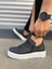 Siyah Beyaz Bold Bağcıklı Cilt Erkek Günlük Sneaker Ayakkabı 3