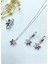 Yazın Rengi Rengarenk 925 Ayar Gümüş Lotus Set ( Kolye , Yüzük , Küpe ) 1