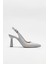 Gri Deri Kadın Topuklu Ayakkabı 1