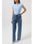 Baskılı Düşük Bel Mavi Jean 3