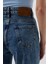 Baskılı Düşük Bel Mavi Jean 4