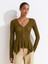 60433 Düğmeli Peplum Dantel Hırka-Koyu Yeşil 1
