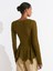 60433 Düğmeli Peplum Dantel Hırka-Koyu Yeşil 2