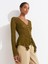 60433 Düğmeli Peplum Dantel Hırka-Koyu Yeşil 3