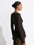 60433 Düğmeli Peplum Dantel Hırka-Koyu Kahve 2