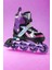 Melek Kanatlı Işıklı Çocuk Pateni Silikon Teker Ayarlanabilir Paten Taşıma Çantalı Mor 7
