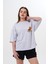 Kalın Pamuklu Kruvasan Baskılı Oversize T-Shirt 2