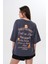 Kalın Pamuklu Kruvasan Baskılı Oversize T-Shirt 2