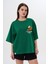 Kalın Pamuklu Kruvasan Baskılı Oversize T-Shirt 3